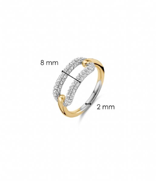 TI SENTO - Milano  925 Sterling Zilveren Ring 12228 Zirconia White Yellow Gold Plated (12228ZY)