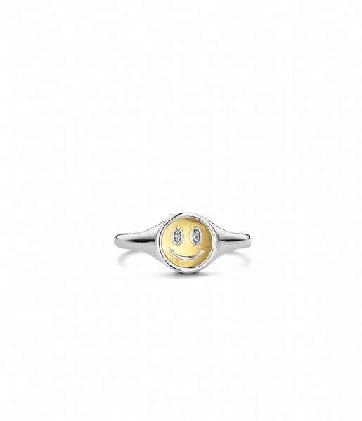 TI SENTO - Milano  Silver Gold Plated Ring 12286ZY Zirconia white yellow gold plated