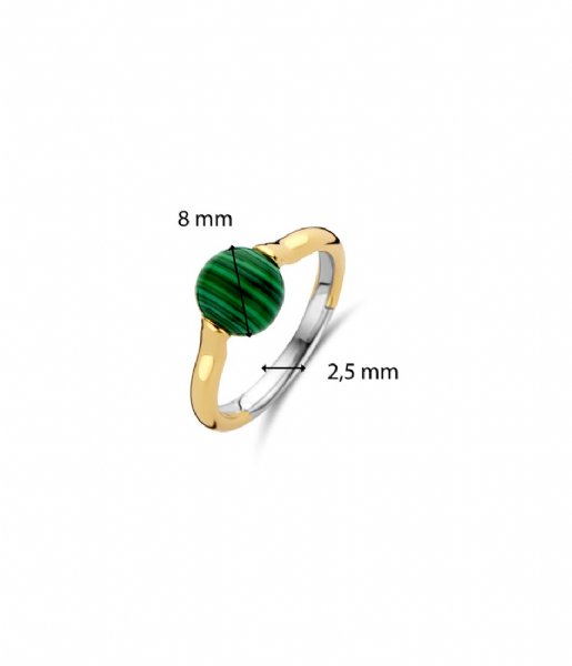 TI SENTO - Milano  Silver Gold Plated Ring 12290MA Malachite