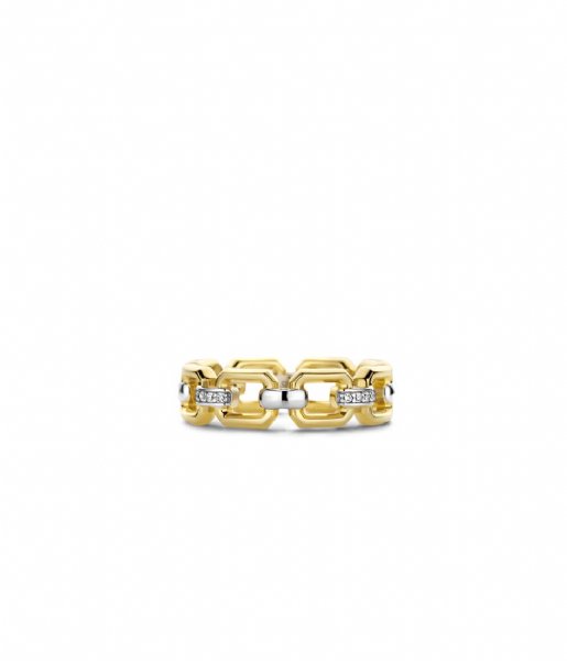 TI SENTO - Milano  Silver Gold Plated Ring 12292ZY Zirconia white yellow gold plated