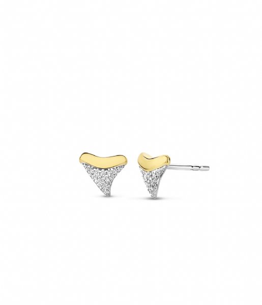 TI SENTO - Milano  925 Sterling Zilveren Oorbel 7887 Zirconia White Yellow Gold Plated (ZY)