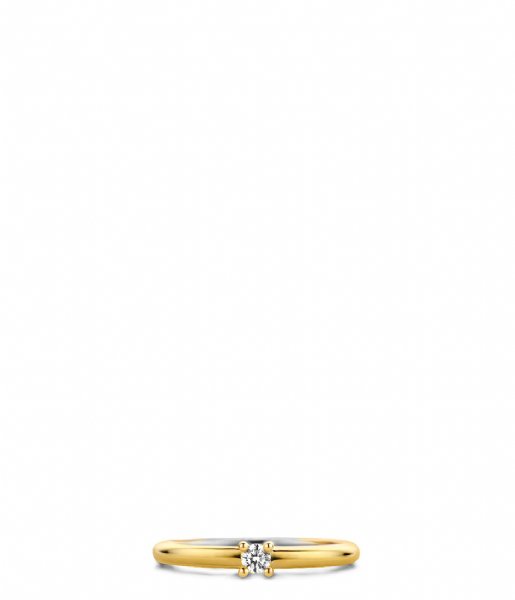 TI SENTO - Milano  925 Sterling Zilver Ring 12211 Zirconia white yellow gold plated