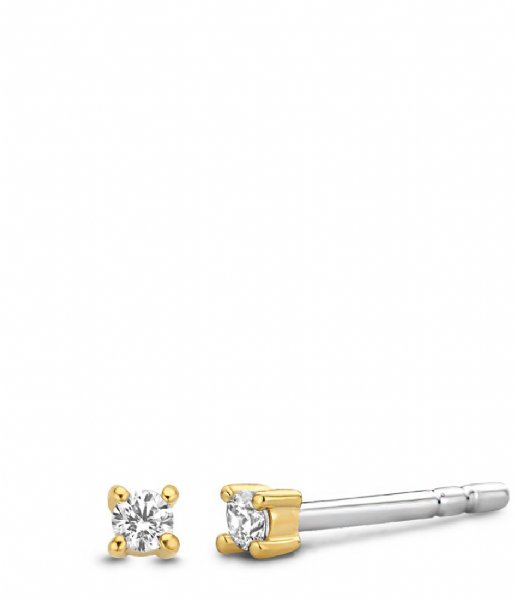 TI SENTO - Milano  925 Sterling Zilver Earrings 7834 Zirconia white yellow gold plated (7834ZY)