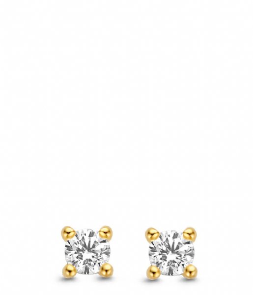 TI SENTO - Milano  925 Sterling Zilver Earrings 7835 Zirconia white yellow gold plated (7835ZY)