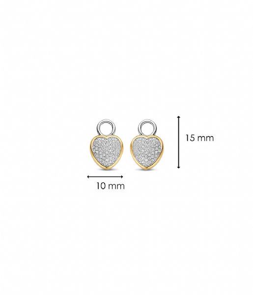 TI SENTO - Milano  925 Sterling Zilveren Ear Charms 9232 Zirconia White Yellow Gold Plated (9232ZY)