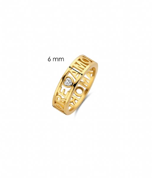 TI SENTO - Milano  925 Sterling Zilveren Ring 12227 Zirconia White Yellow Gold Plated (12227ZY)