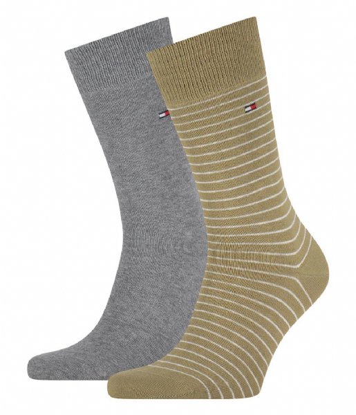 Tommy Hilfiger  Small Stripe Sock 2P Olive Combo (023)
