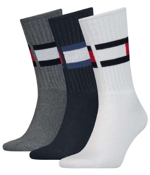 Tommy Hilfiger  Men Sock Flag 3-Pack White Navy Grey (002)
