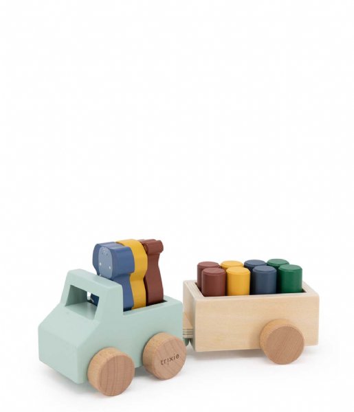 Trixie  Wooden Animal Car With Trailer Multi