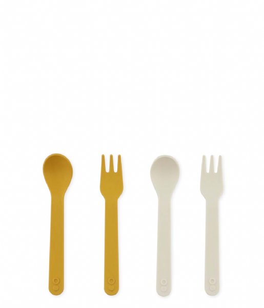 Trixie  Pla Spoon Fork 2 Pack Mustard