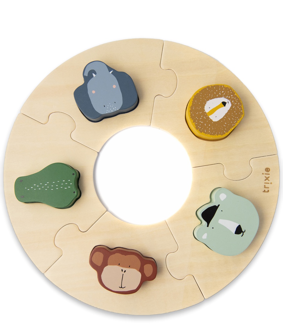 TRIXIE Baby Accessoires Wooden round puzzle Lichtbruin online kopen