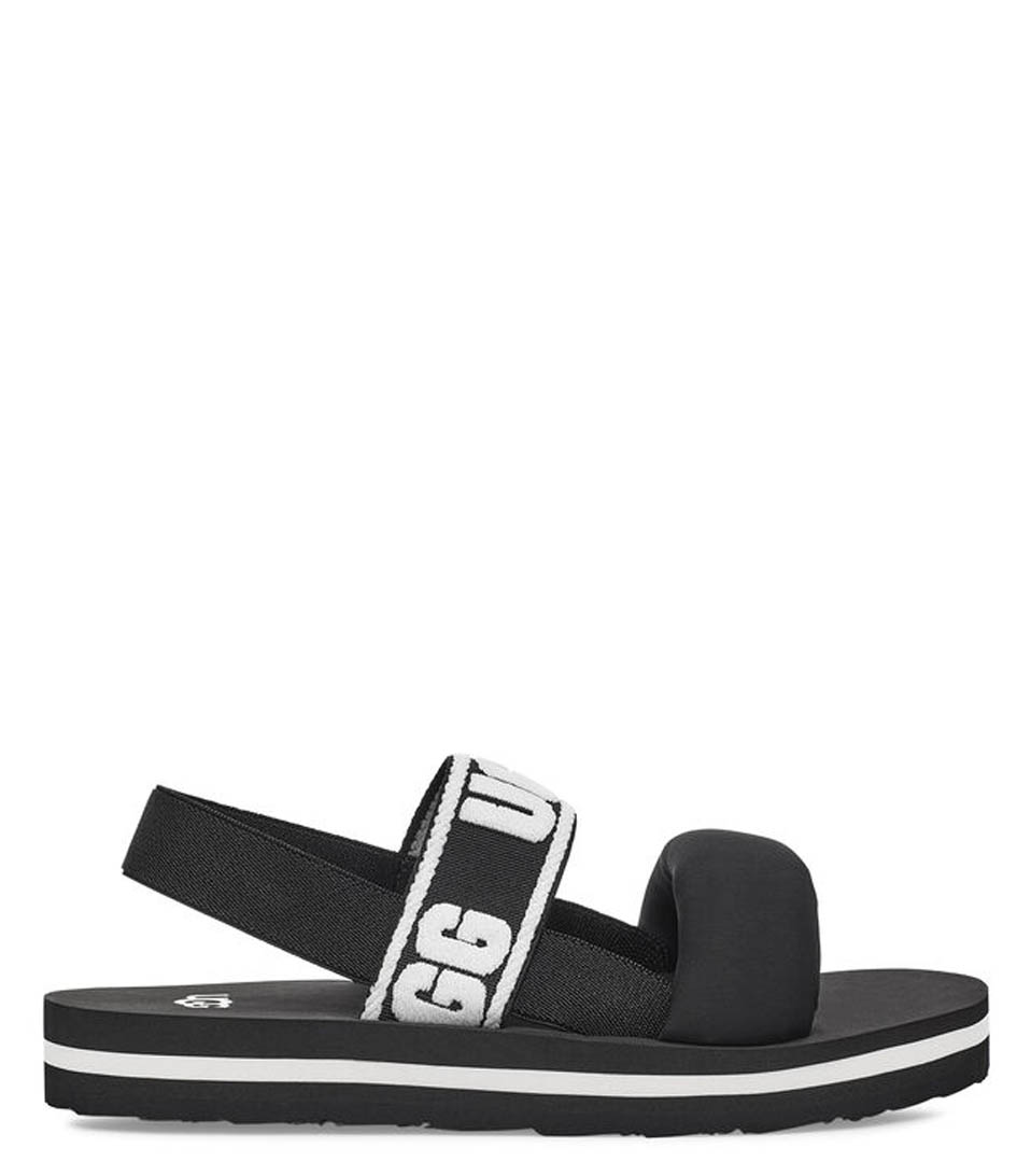 black and white ugg sandals