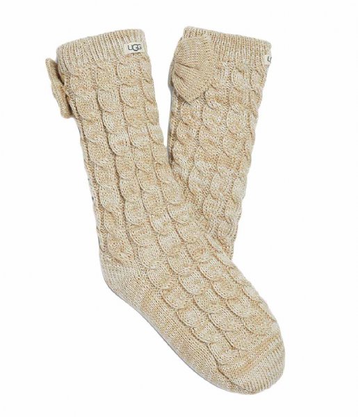UGG  Laila Bow Fleece Lined Sock Cream Gold
