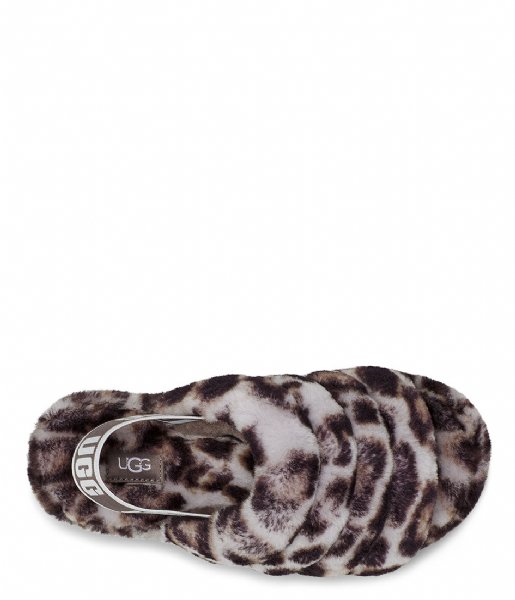 UGG  Fluff Yeah Slide Panther Print Stormy Grey