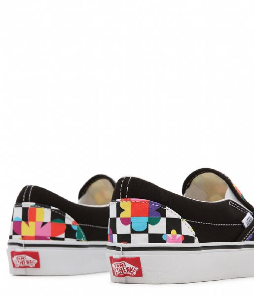 black and colorful checkerboard vans