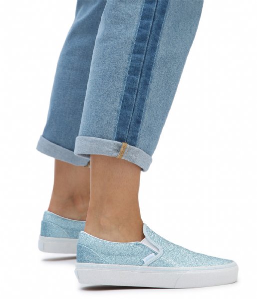 Deter Voorkomen fabriek Vans Sneakers UA Classic Slip-On Glitter Delicate Blue True White | The  Little Green Bag