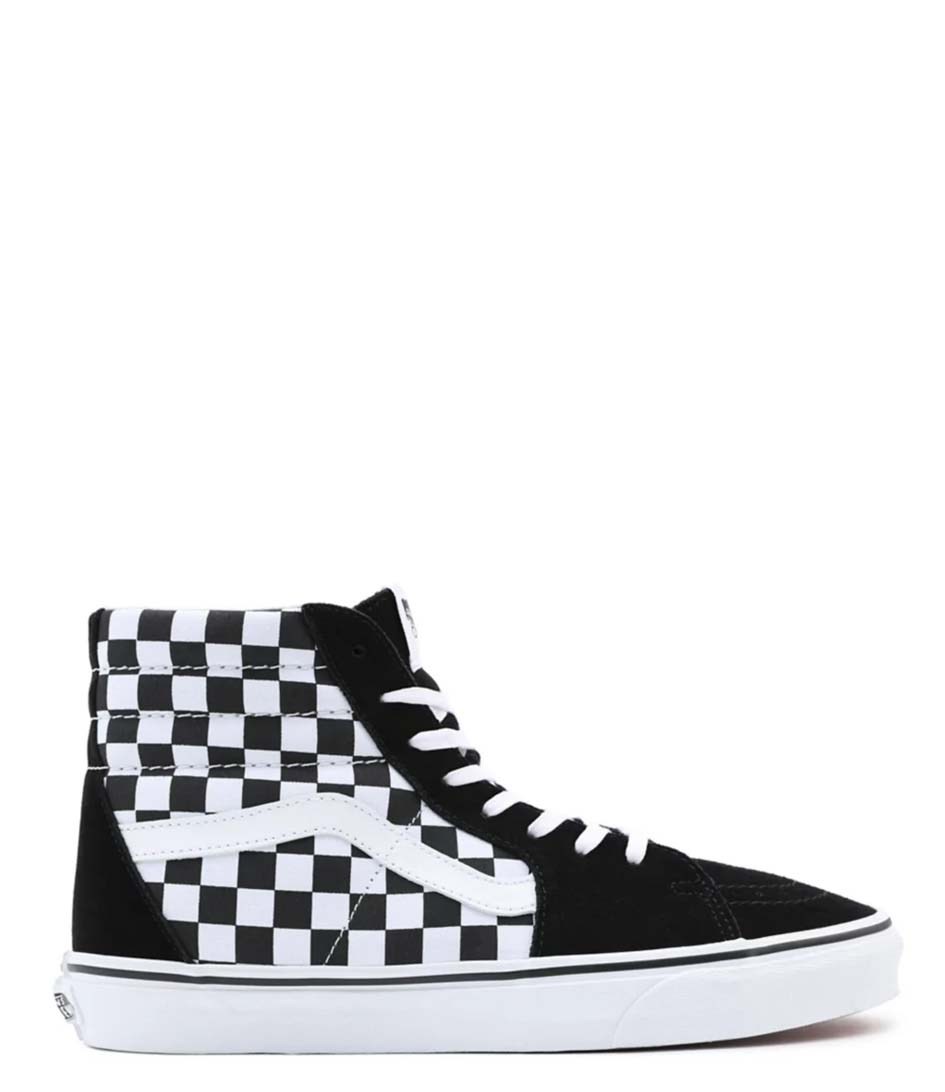 vans sk8 hi checkerboard black true white