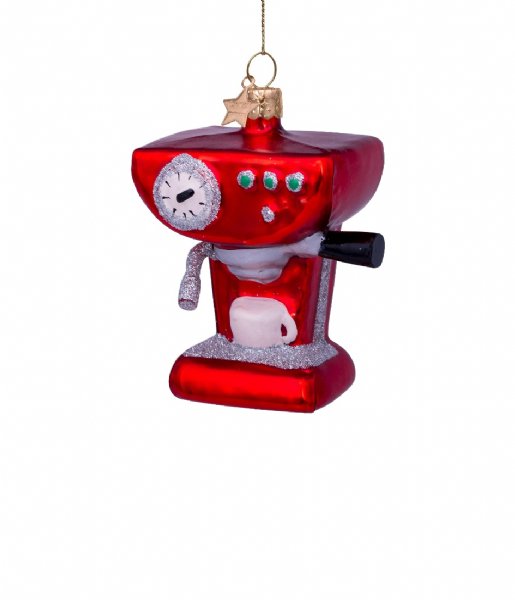 Vondels  Ornament glass coffee machine H9cm Red