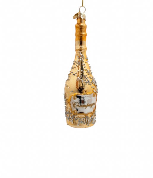 Vondels  Ornament champagne bottle diamonds H16cm Gold