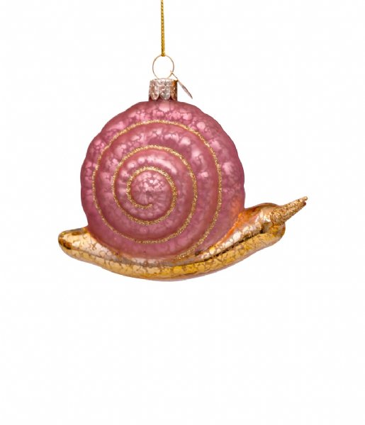 Vondels  Ornament glass snail H12cm Pink Gold