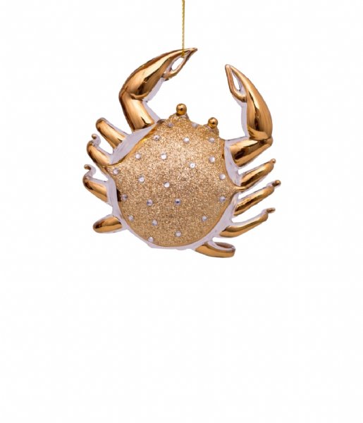Vondels  Ornament glass diamonds crab H9cm Gold
