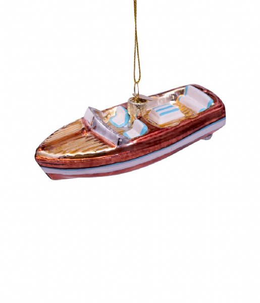 Vondels  Ornament glass boat H3.5cm Brown White