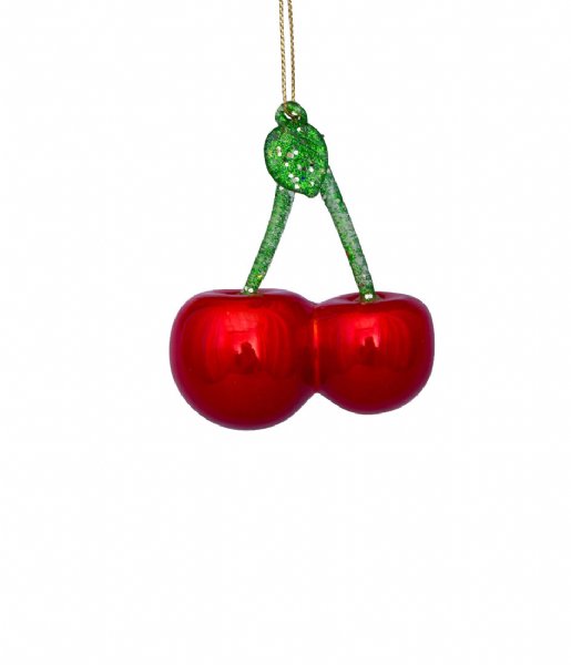 Vondels  Ornament glass pearl cherry H8cm Red