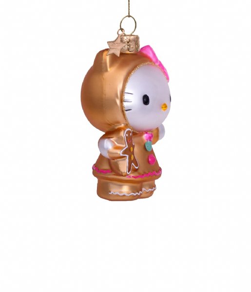 Vondels  Ornament glass Hello Kitty gingerbread H9cm box Gold