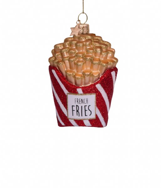 Vondels  Ornament glass glitter french fries H11cm Red