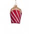 Vondels Kerstversiering Ornament glass glitter french fries H11cm Red