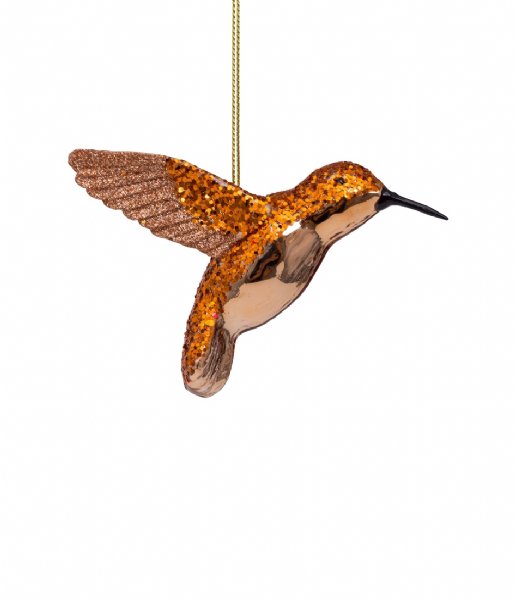 Vondels  Ornament glass cognac hummingbird H8cm Cognac