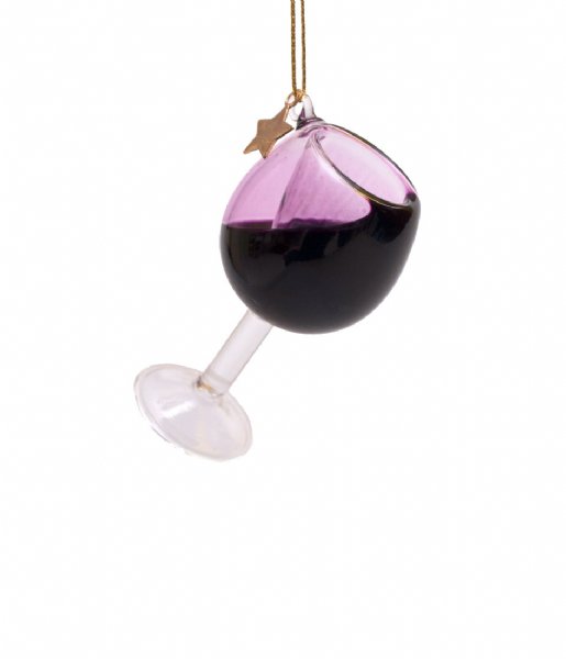 Vondels Kerstversiering Ornament glass wine glass H7cm Red