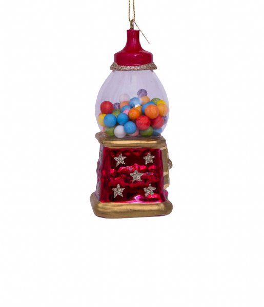 Vondels  Ornament glass multi color gum machine H11cm Red