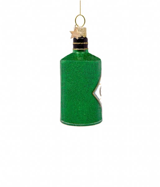 Vondels Kerstversiering Ornament glass glitter gin bottle H8cm Green