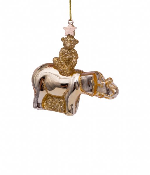 Vondels  Ornament glass shiny elephant monkey H9cm Gold