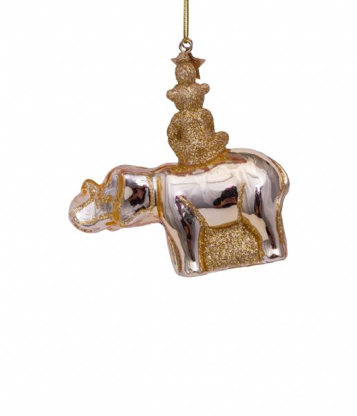 Vondels  Ornament glass shiny elephant monkey H9cm Gold