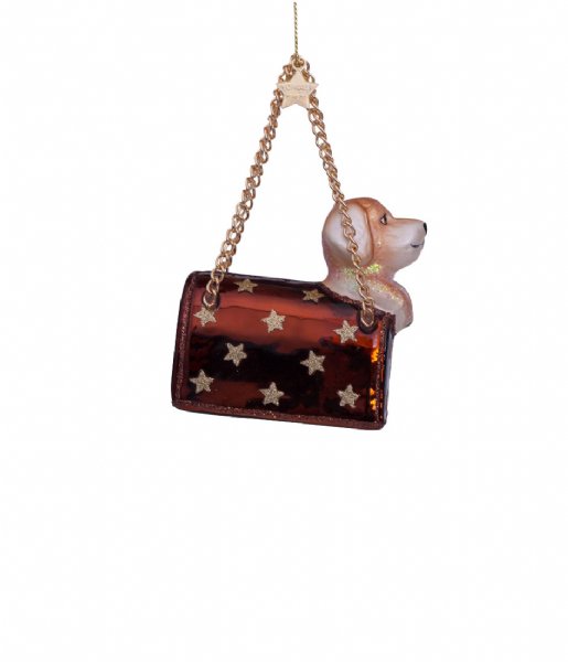 Vondels  Ornament glass opal bag labrador puppy H7cm Brown