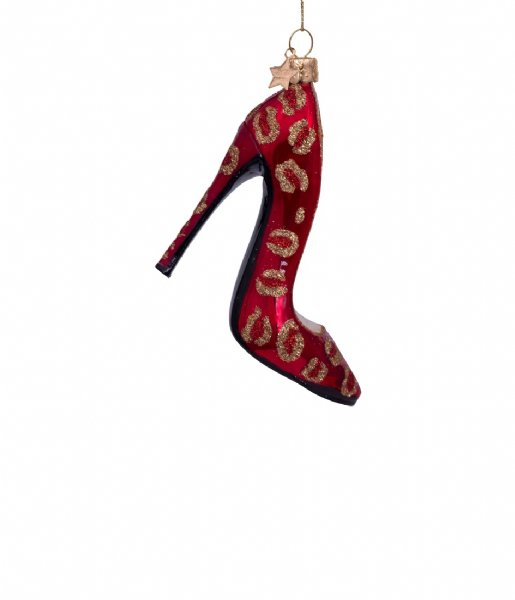 Vondels  Ornament glass opal high heel leopard print H10cm Red