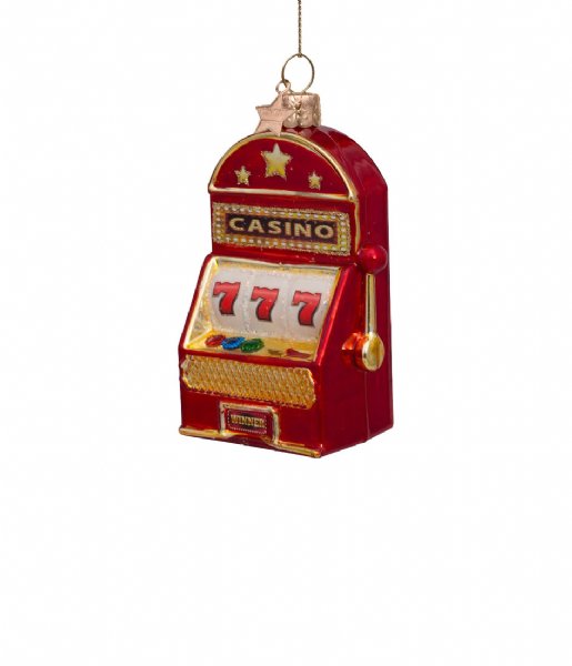 Vondels  Ornament glass shiny slot machine H10.5cm Red