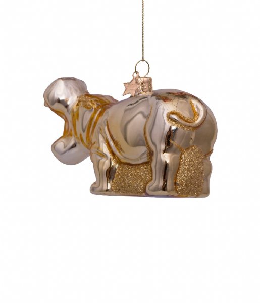 Vondels  Ornament glass shiny hippopotamus H5.5cm Gold