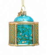 Vondels Ornament Glass Van Gogh Almond Blossom Blue Jar 10cm With Box Blossom