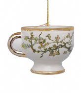 Vondels Ornament Glass Van Gogh Blossom Gold Teacup 6cm With Box Blossom