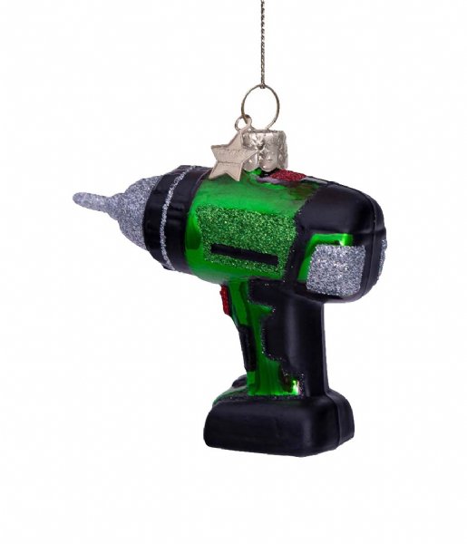 Vondels  Ornament Glass Green Drill Machine 8.5cm Green