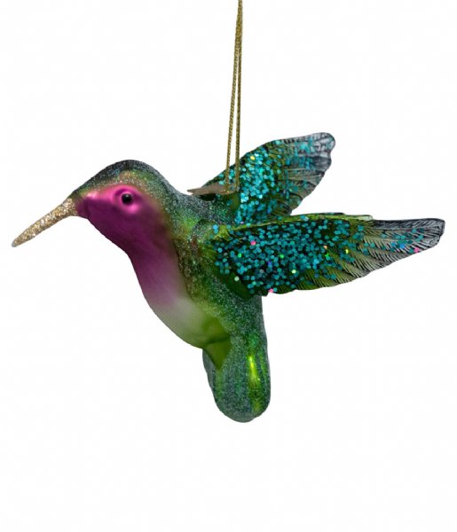 Vondels  Ornament Glass Green Purple Hummingbird 8,5cm Green Purple