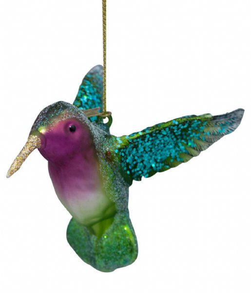 Vondels  Ornament Glass Green Purple Hummingbird 8,5cm Green Purple
