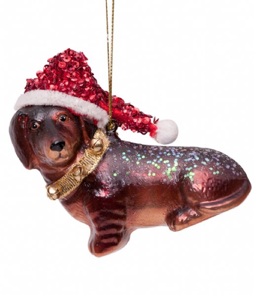 Vondels  Ornament glass little dachshund w/hat little dachshund