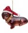 Vondels  Ornament glass little dachshund w/hat little dachshund