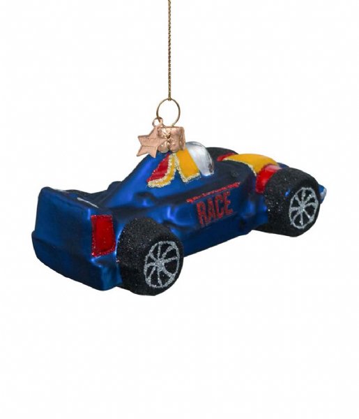 Vondels  Ornament Glass Blue Racing Car 5cm Blue