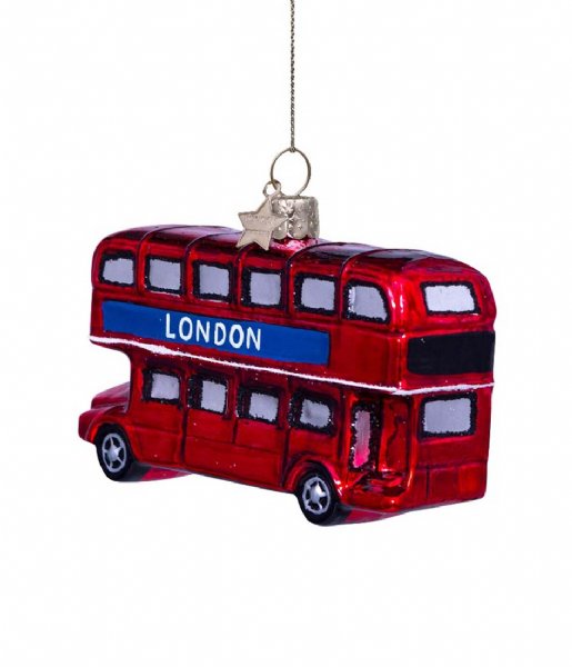 Vondels  Ornament Glass Red Matt London Bus 7,5cm Red