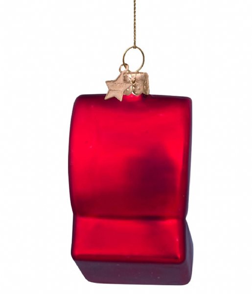 Vondels  Ornament Glass Red Matt Wedding Ring Box With Diamond 9cm Red